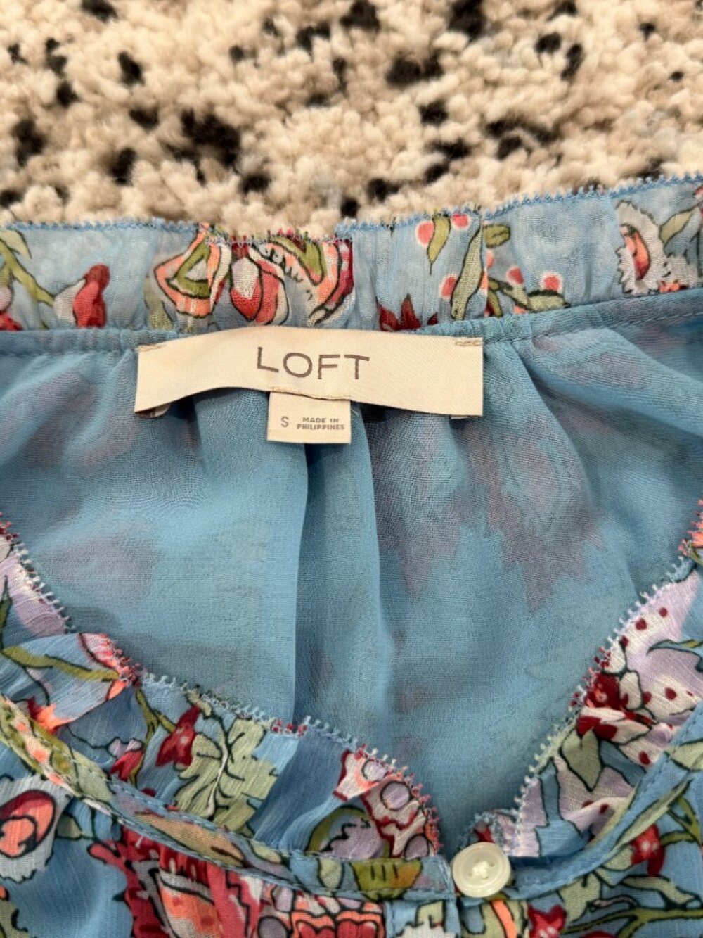 LOFT Blue Floral Tie Waist Mini Dress Boho Romantic Size S - Picture 8 of 8